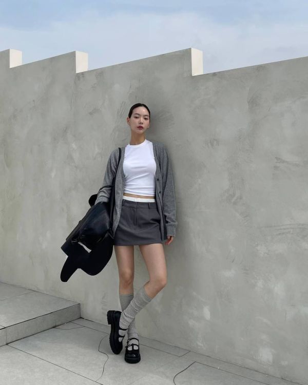 秋冬拼接西裝褲裙 