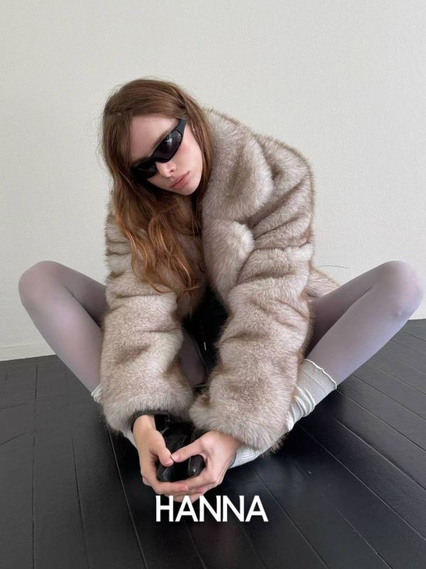 翻領皮草毛絨外套 