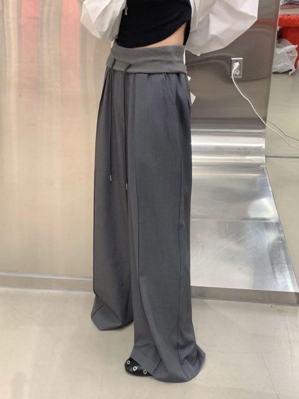 超顯瘦反摺涼感西裝長褲 