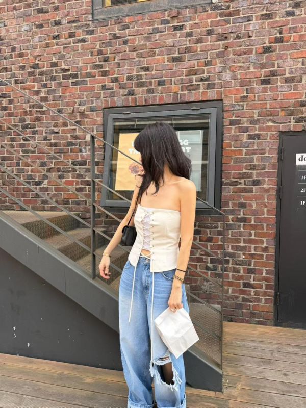 拉繩平口辣妹上衣 