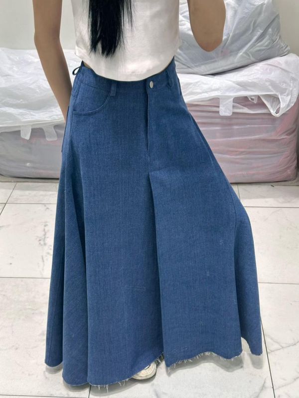 傘感斜紋牛仔布長裙 