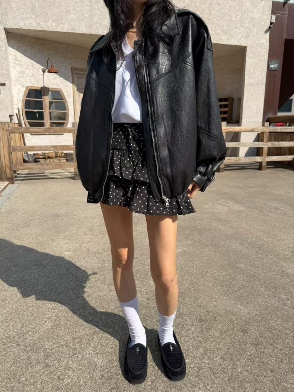 抽繩點點短褲裙 