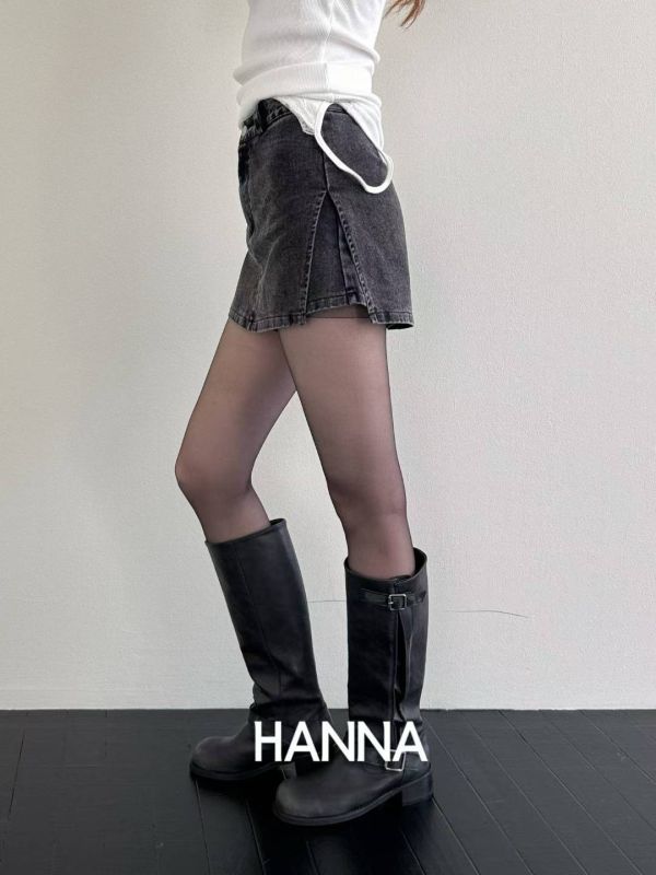 側開衩牛仔褲裙 