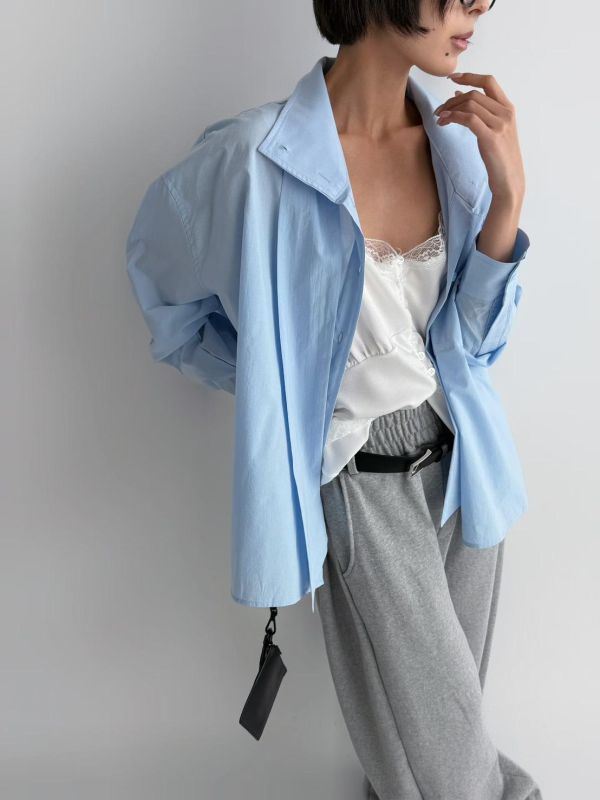 立領綁帶襯衫 