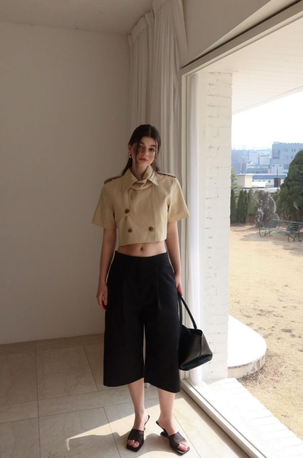 海軍風短版風衣外套 