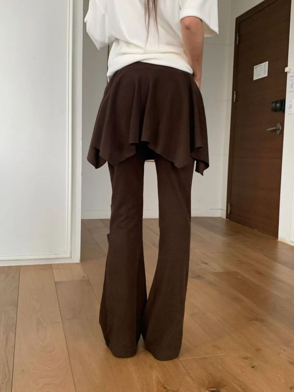 鬆緊腰假兩件褲裙 