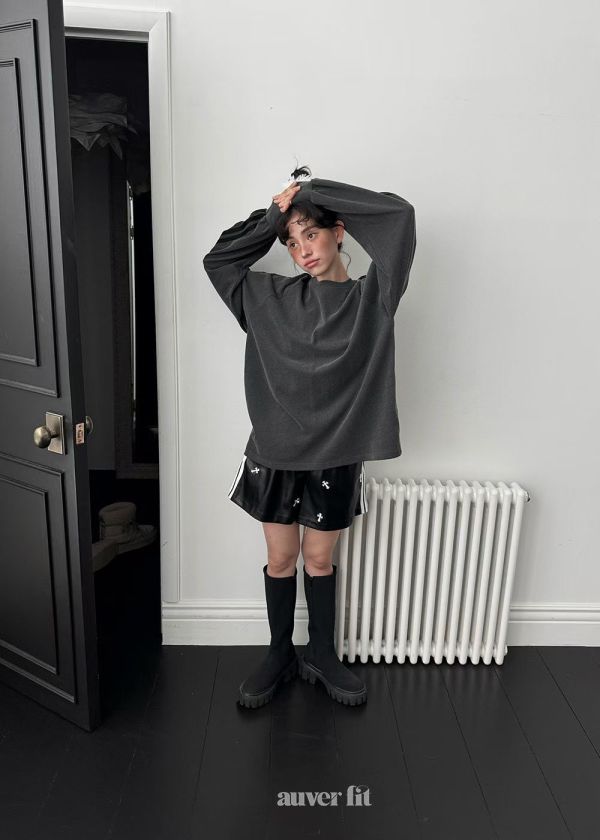 側條紋慵懶長袖上衣 