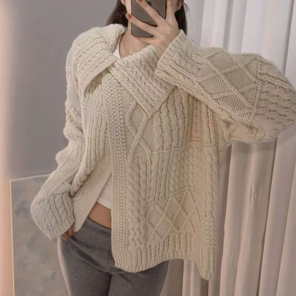 大翻領毛衣針織衫 