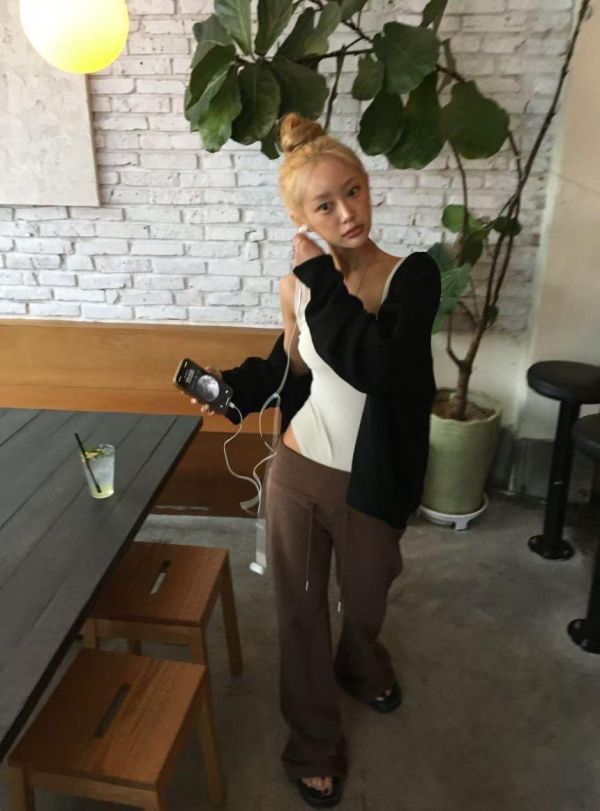 反摺褲頭喇叭神長褲 