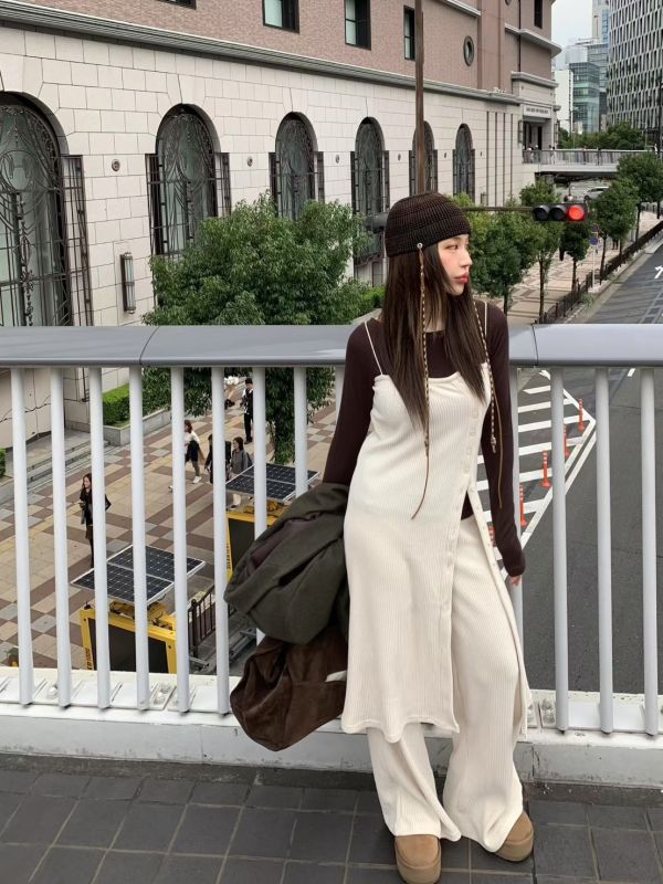 針織長版背心/顯瘦針織休閒褲 