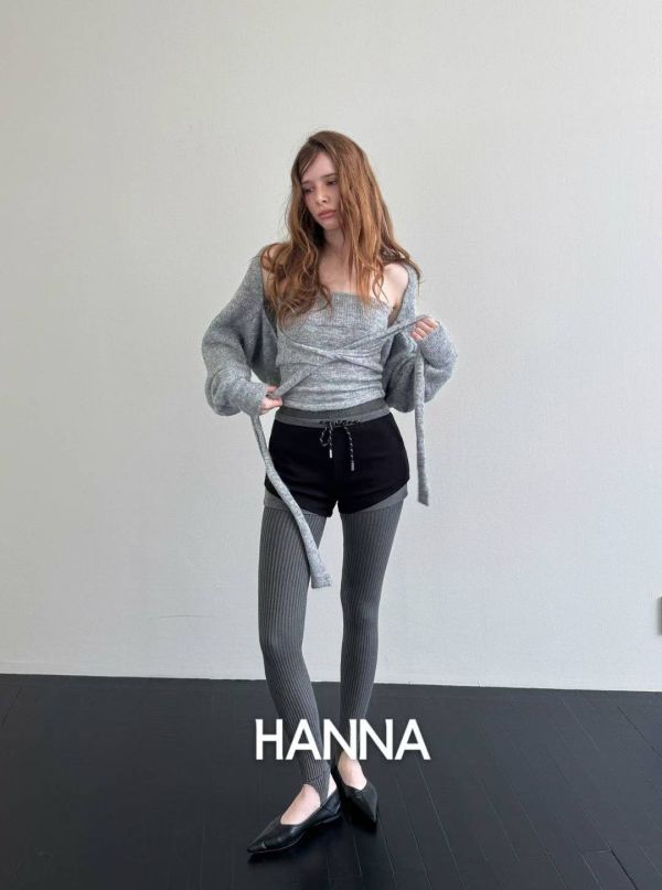 拼接設計針織小短褲 