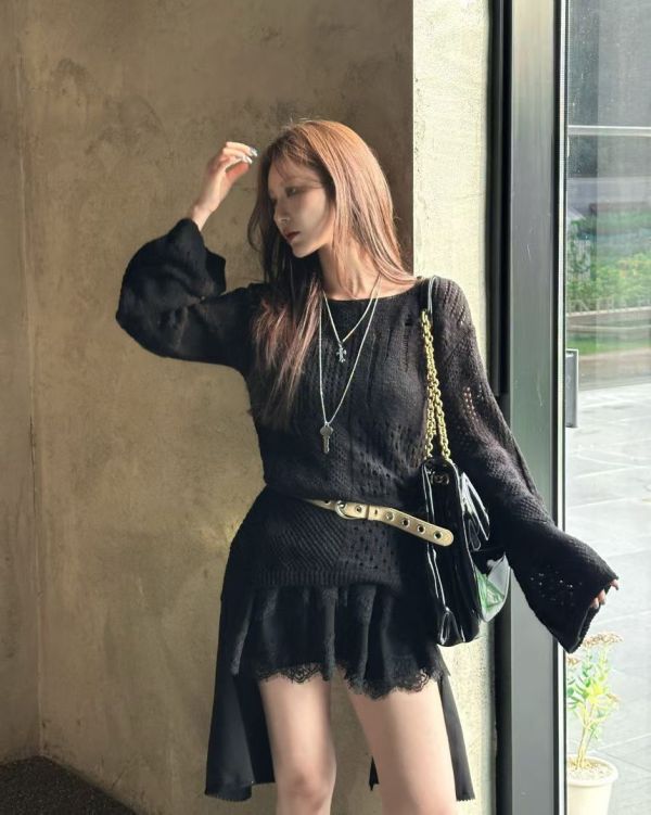 不規則蕾絲拼接洋裝 