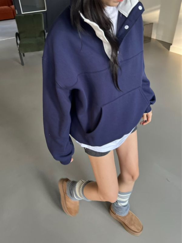 立領寬鬆休閒上衣 