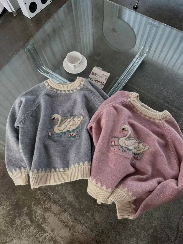 白鵝拼接針織毛衣 