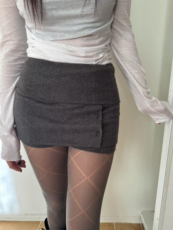 針織排扣短褲裙 