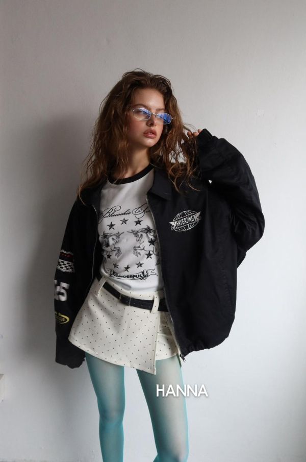 點點單邊開衩褲裙(附腰帶) 