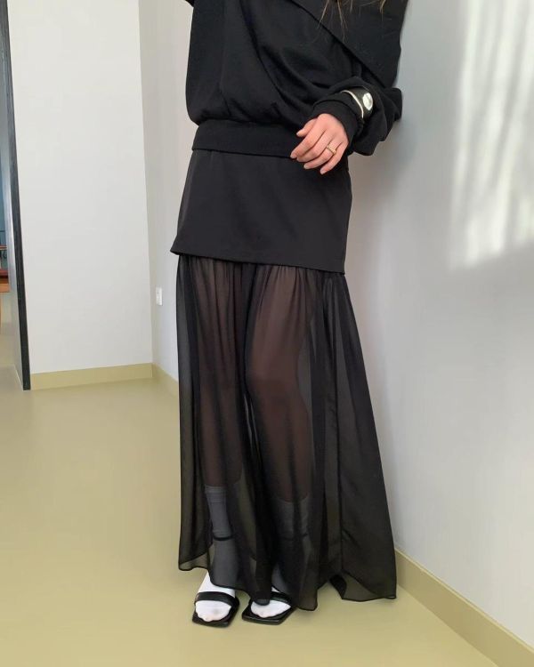 網紗拼接顯瘦長裙 