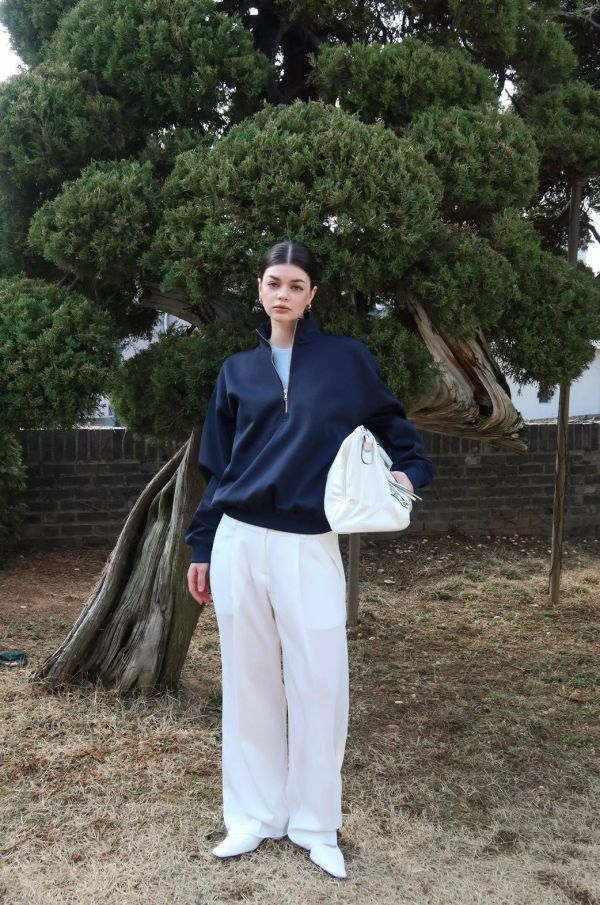 立領歐美風長袖上衣 