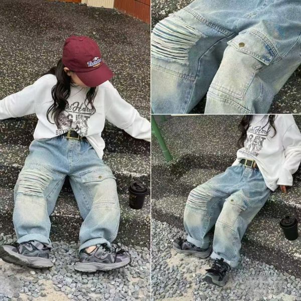 <<105-125>>個性破壞感造型牛仔褲 