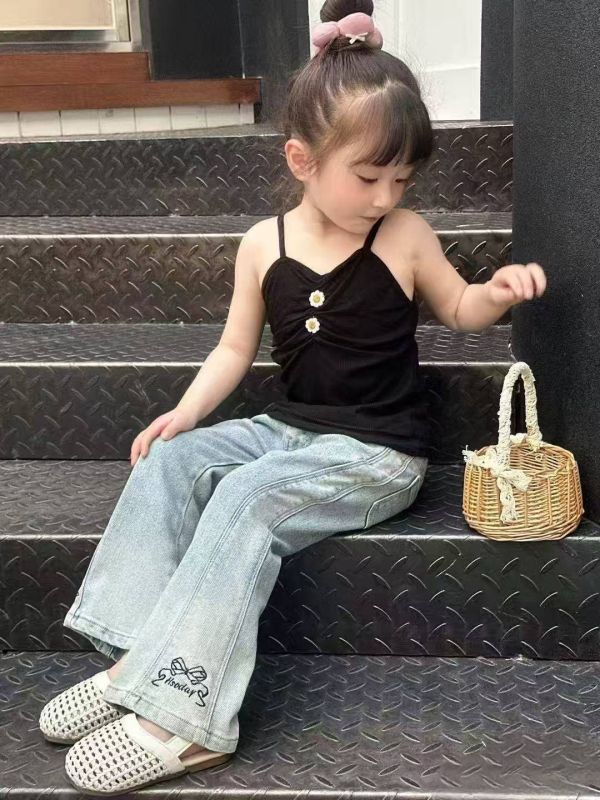 <<90-110>>夢語蝴蝶刺繡丹寧褲 