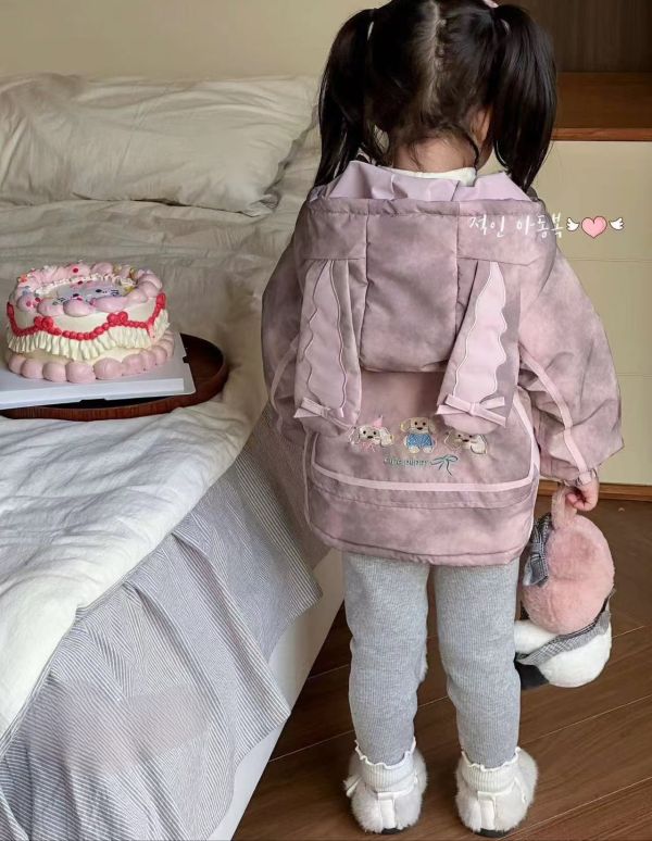 <<90-130>>粉紫夢幻鋪棉外套 