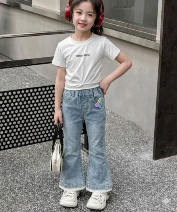 <<90-110>>公主蕾絲喇叭褲 