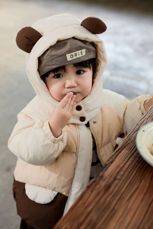 <<90-130>>小熊漸層繽紛羽絨外套 