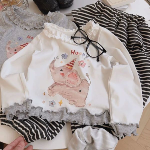 <<80-120>>童話花園小象長袖上衣 