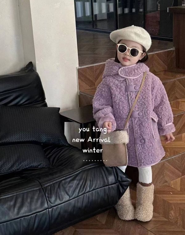 <<110-150>>夢幻紫韻法式兔毛大衣外套 