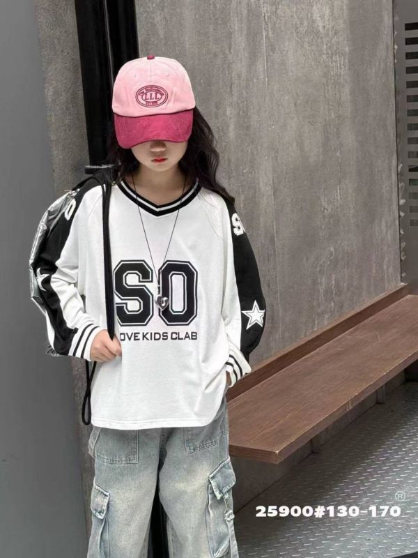 <<130-170>>酷帥SO字母棒球T上衣 