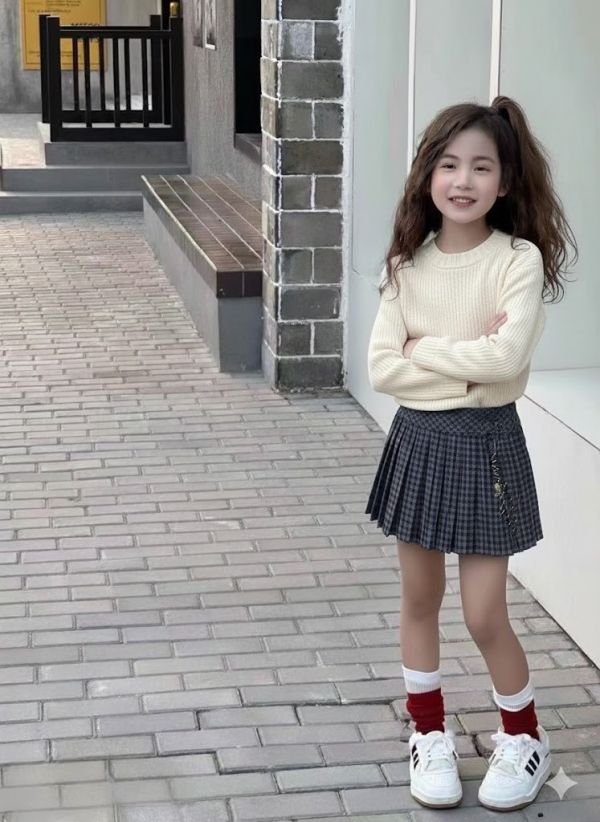 <<130-170>>英倫灰格百褶裙 