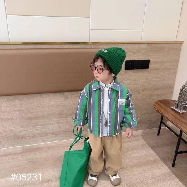 <<90-130>>潮童條紋森林夾棉外套 