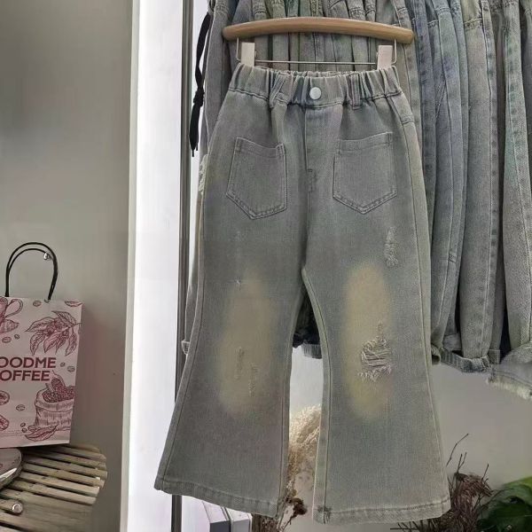 <<105-125>>寬鬆休閒破洞牛仔褲 