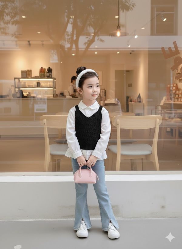 <<110-150>>優雅荷葉雙拼上衣(兩件式) 