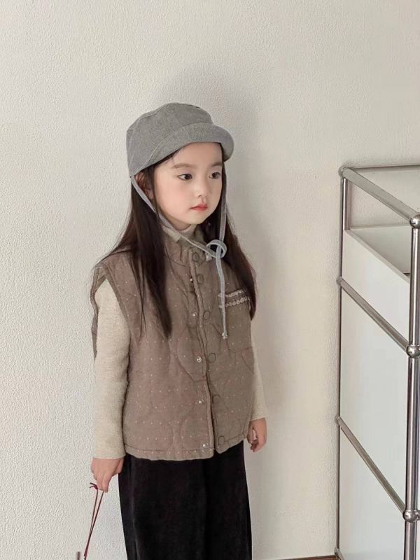 <<90-130>>韓版甜美波點公主背心-咖啡 