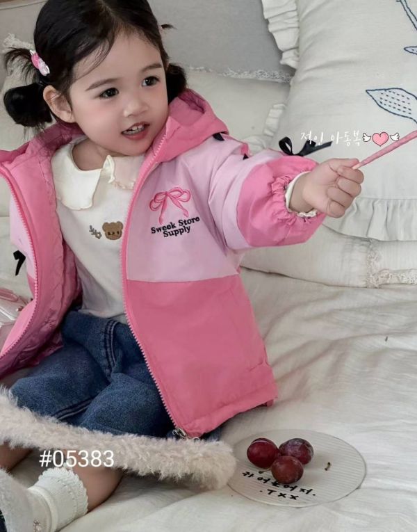 <<90-130>>韓版甜美蝴蝶結鋪棉外套 