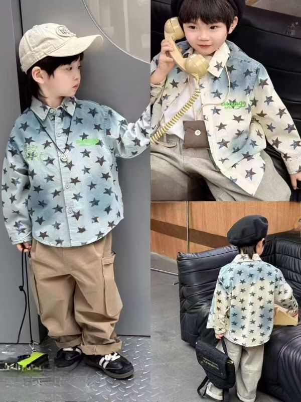 <<100-140>>漸層藍星襯衫上衣 