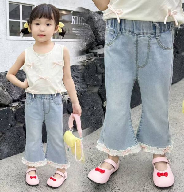 <<80-100>>夏日輕盈蕾絲愛心牛仔褲 