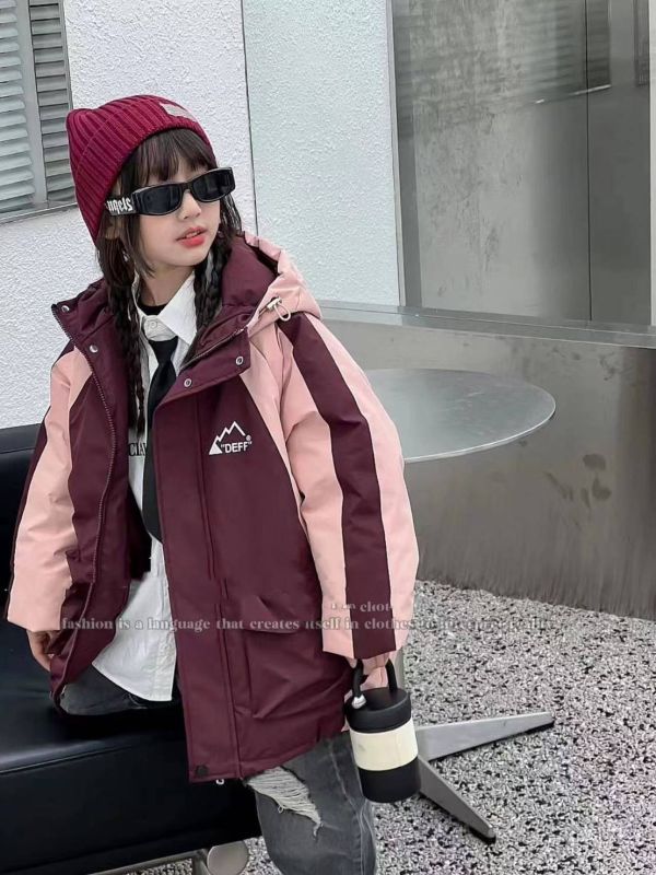 <<120-160>>小冒險家冷鋒羽絨外套-紅粉色 