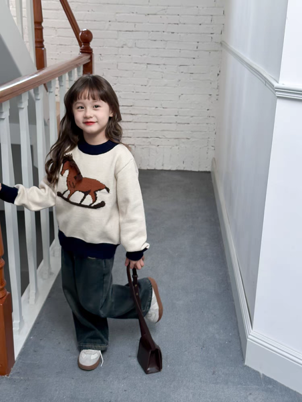 可愛小小木馬加絨上衣(2色) 