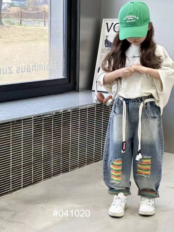 繽紛破洞潮童牛仔褲 