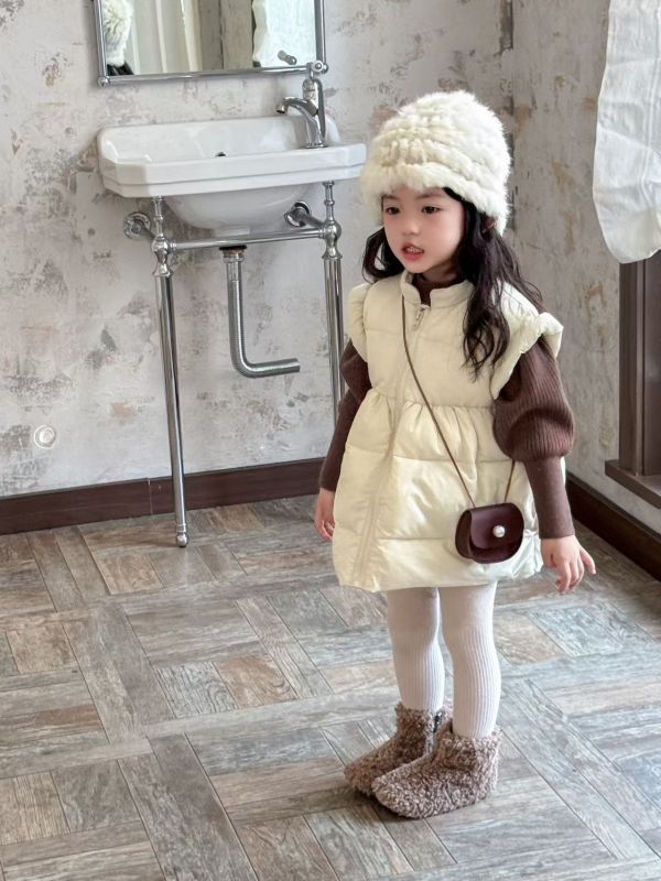 <<90-130>>柔美甜心長版夾棉背心 優雅小香風背心,小公主禮服背心,秋冬兒童穿搭,高端童裝背心,法式氣質童裝