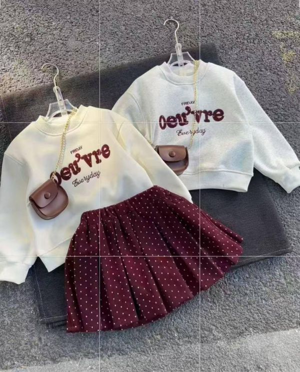 <<110-150>>奶茶優格裙裝休閒三件式套裝(2色) 