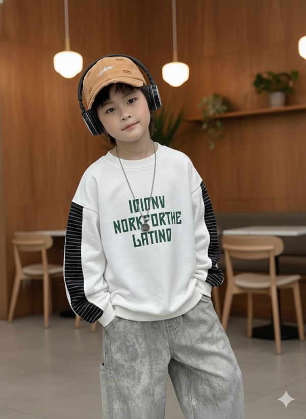 <<130-170>>美式嘻哈拼接條紋上衣 