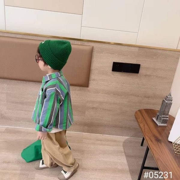 <<90-130>>潮童條紋森林夾棉外套 