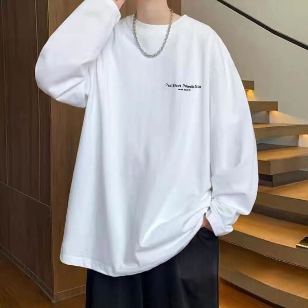 <<120-160>>日系純色寬鬆長袖T恤 