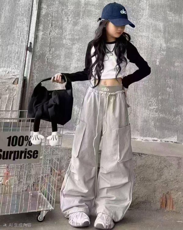 <<125-145>>潮流灰霧大袋寬腿街頭褲 