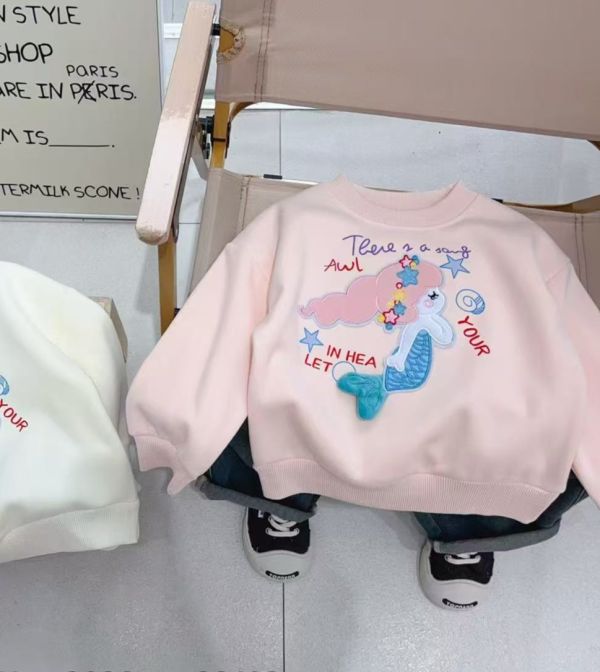 <<90-130>>甜美人魚立體加絨上衣 