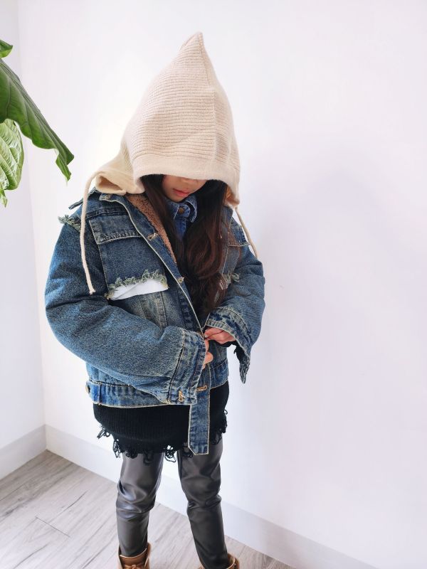 <<130-170>>中性個性風兔毛連帽外套 