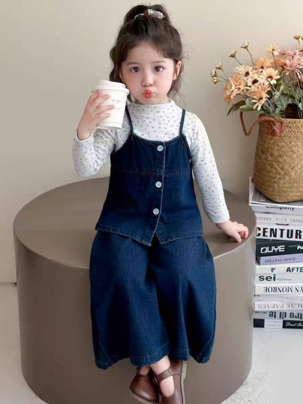 <<90-130>>元氣娃娃闊腿褲三件式套裝 